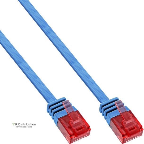 InLine&reg; Flat Ultraslim Patch Cable U/UTP Cat.6 Gigabit ready blue 10m