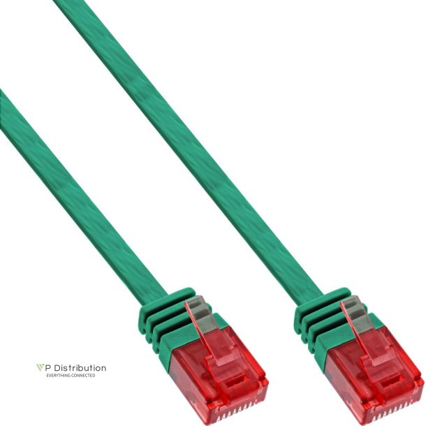 InLine&reg; Flat Ultraslim Patch Cable U/UTP Cat.6 Gigabit ready green 1.5m