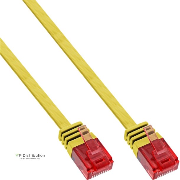 InLine&reg; Flat Ultraslim Patch Cable U/UTP Cat.6 Gigabit ready yellow 10m