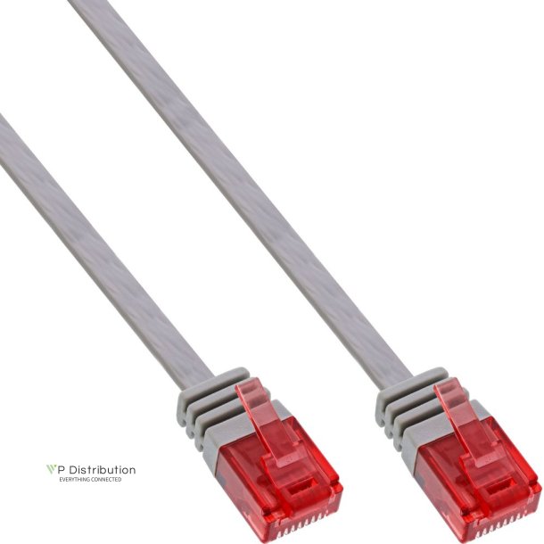 InLine&reg; Flat Ultraslim Patch Cable U/UTP Cat.6 Gigabit ready grey 2m