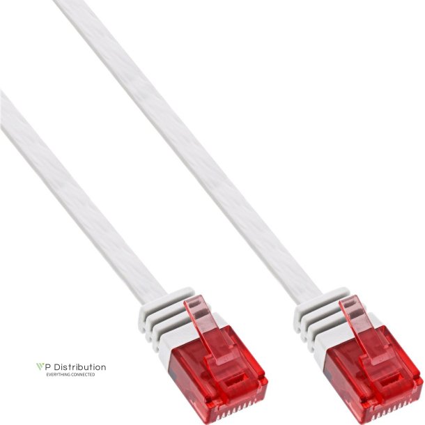 InLine&reg; Flat Ultraslim Patch Cable U/UTP Cat.6 Gigabit ready white 3m