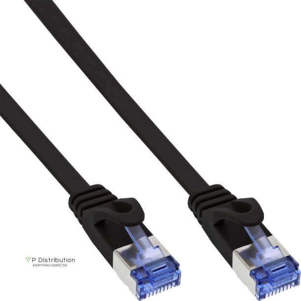 InLine&reg; Flat patch cable, U/FTP, Cat.6A, black, 7m