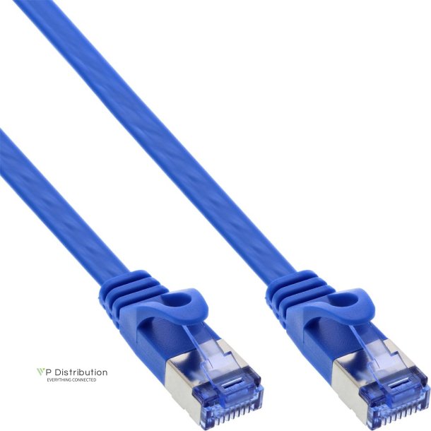 InLine&reg; Flat patch cable, U/FTP, Cat.6A, blue, 3m