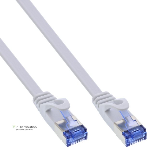 InLine&reg; Flat patch cable, U/FTP, Cat.6A, white, 10m