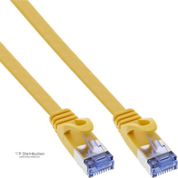 InLine&reg; Flat patch cable, U/FTP, Cat.6A, yellow, 7m