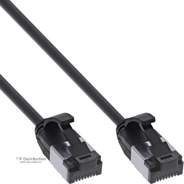 InLine&reg; Patch cable slim, U/FTP, Cat.8.1, TPE halogen-free, black 3m