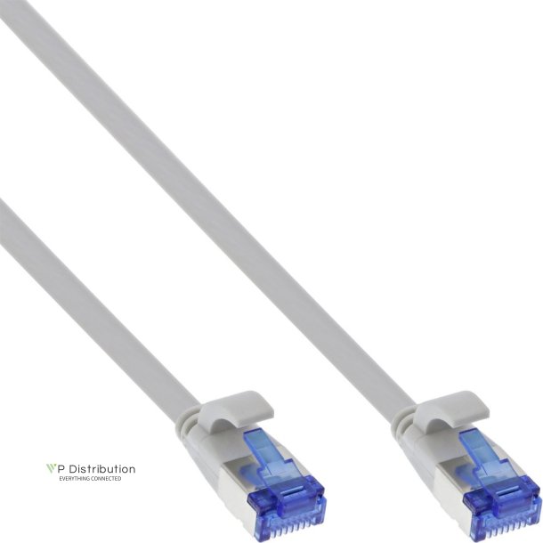 InLine&reg; Flat patch cable, U/FTP, Cat.6A, TPE halogen free, grey, 1m