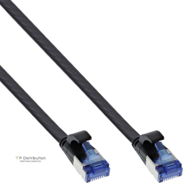 InLine&reg; Flat patch cable, U/FTP, Cat.6A, TPE halogen free, black, 7,5m