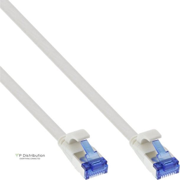 InLine&reg; Flat patch cable, U/FTP, Cat.8.1, TPE halogen free, white, 3m