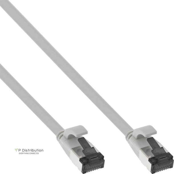 InLine&reg; Flat patch cable, U/FTP, Cat.8.1, TPE halogen free, grey, 1,5m