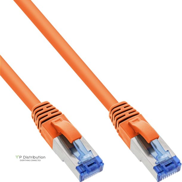 InLine&reg; Patch Cable S/FTP PiMF Cat.6A halogen free 500MHz orange 1m