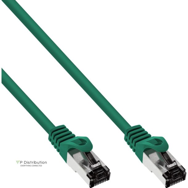 InLine&reg; Patch Cable S/FTP PiMF Cat.8.1 halogen free 2000MHz green 0.25m