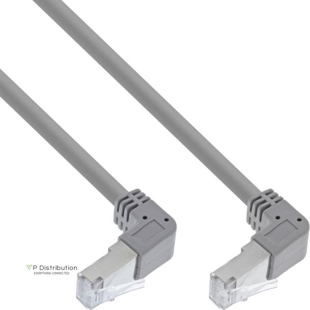 InLine&reg; Patch cable up/down angled, S/FTP (PiMf), Cat.6, 250MHz, PVC, copper, grey, 2.67m