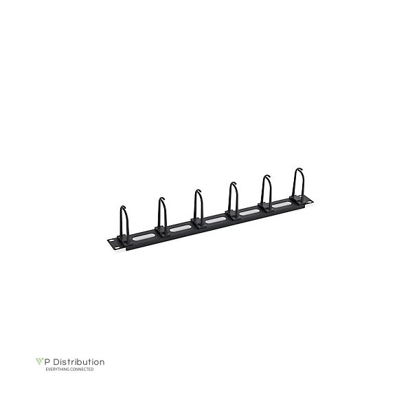 Triton 19" Cable Management Panel 1U, 6Brackets With Pass-Through, Black