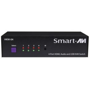 SmartAVI HDMI, 4-Port, KVM Switch with USB 2.0 and Stereo Audio support. Includes: [HKM-04, PS5VD2A]