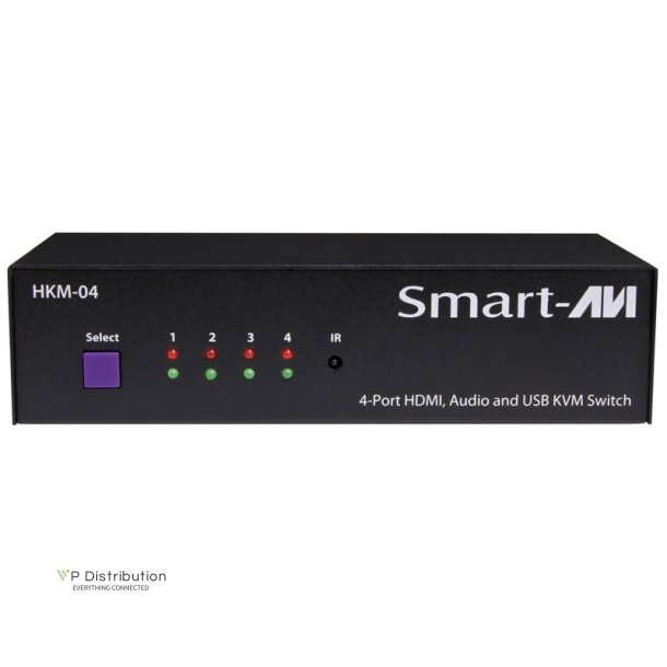 SmartAVI HDMI, 4-Port, KVM Switch with USB 2.0 and Stereo Audio support. Includes: [HKM-04, PS5VD2A]