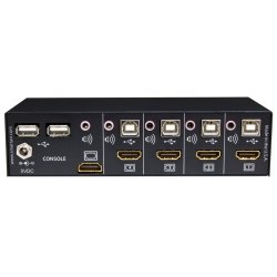 SmartAVI HDMI, 4-Port, KVM Switch with USB 2.0 and Stereo Audio support. Includes: [HKM-04, PS5VD2A]