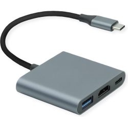 ROLINE USB Typ C Dockingstation, HDMI 4K60, 1x USB A + 1x C (PD)