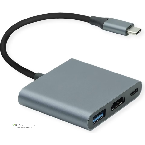 ROLINE USB Typ C Dockingstation, HDMI 4K60, 1x USB A + 1x C (PD)