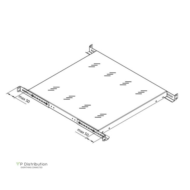 Triton 19" Shelf 1U, 650Mm, 80Kg, Grey