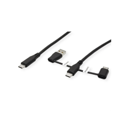 ROLINE 2-in-1 USB2.0  C Cable, M/M, Data Blocker, USB A+C