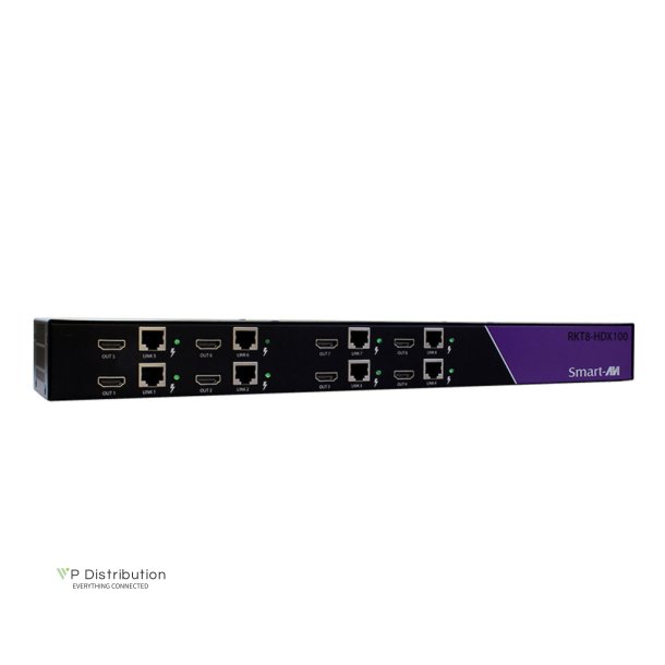 SmartAVI HDMI, Single-Head Rackmount 8-Port Extender Transmitter over CAT5/5e/6 STP. Includes: [RKT8-HDX100, CCPWR06] HDX-100-RX-(PS5VD3A-wllmt) not included