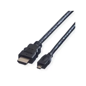 VALUE HDMI High Speed Cable + Ethernet, A - D, M/M, 2m