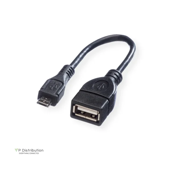 VALUE USB2.0 Cable, A - Micro B, F/M, OTG, 0.15m