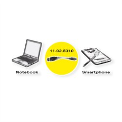 ROLINE USB 2.0 Cable, A - Micro B, M/M, black, 0.15 m