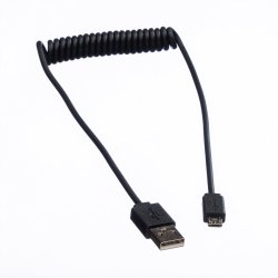 ROLINE USB 2.0 Spiral Cable, A - Micro B, M/M, 1 m