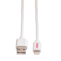 ROLINE Lightning to USB Cable for iPhone, iPod, iPad, white, 1.8 m