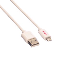 ROLINE Lightning to USB Cable for iPhone, iPod, iPad, white, 1.8 m