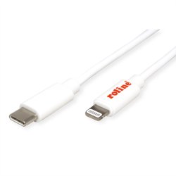 ROLINE USB Type C Sync &amp; Charge Cable for Apple Devices with Lightning Connector, white, 1 m