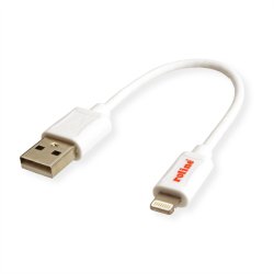 ROLINE Lightning to USB Cable for iPhone, iPod, iPad, white, 0.15 m