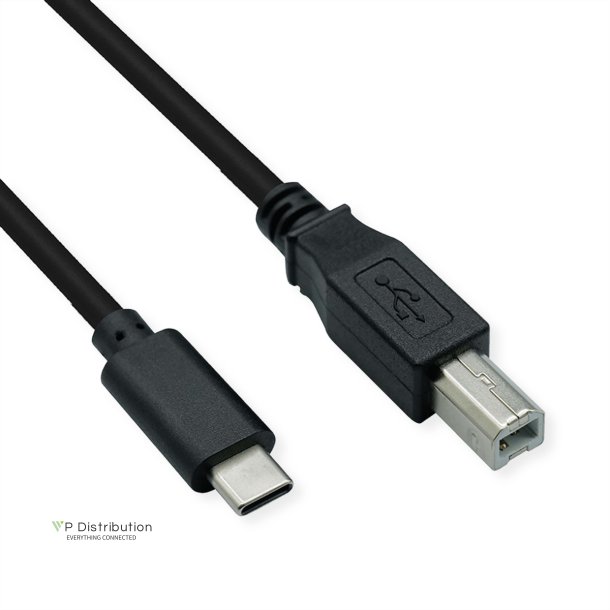 ROLINE USB 2.0 Cable Type C, C-B, M/M, black, 4.5 m