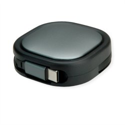 ROLINE USB 2.0 Retractable Cable Type C, 60W, C-C, M/M, black, 1.2 m