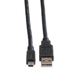 ROLINE USB 2.0 Cable, A - 5-Pin Mini, M/M, black, 3 m