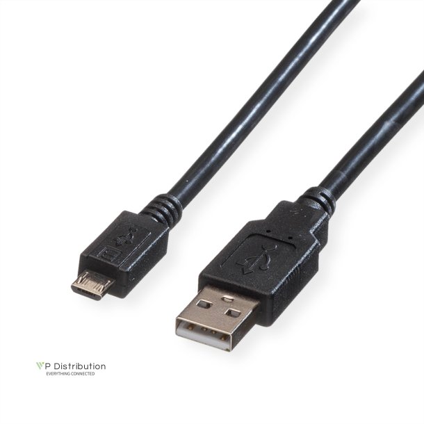 ROLINE USB 2.0 Cable, A - Micro B, M/M, black, 0.15 m