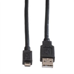 ROLINE USB 2.0 Cable, A - Micro B, M/M, black, 1.8 m