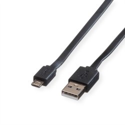 ROLINE USB 2.0 Cable, A - Micro B, M/M, black, 1 m