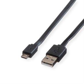ROLINE USB 2.0 Cable, A - Micro B, M/M, black, 1 m