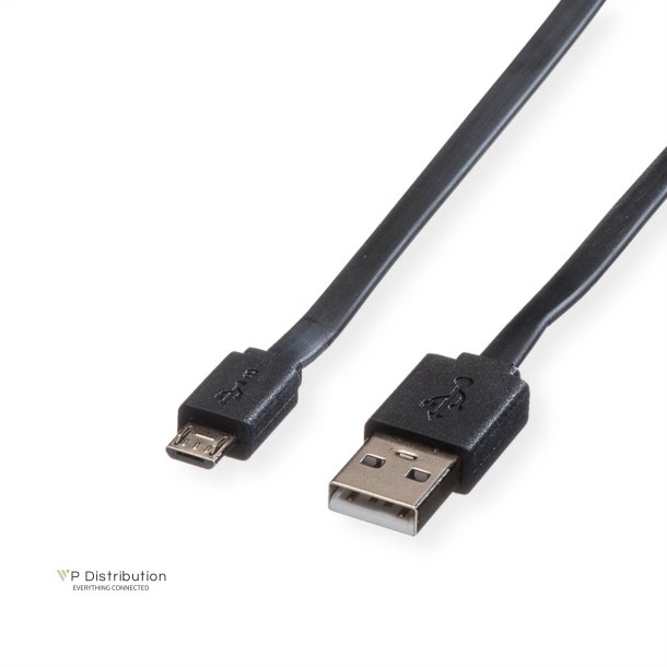 ROLINE USB 2.0 Cable, A - Micro B, M/M, black, 1 m