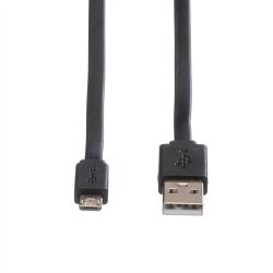ROLINE USB 2.0 Cable, A - Micro B, M/M, black, 1 m