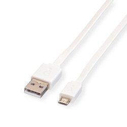 ROLINE USB 2.0 Cable, A - Micro B, M/M, white, 1 m