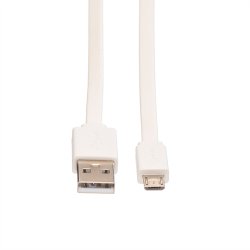ROLINE USB 2.0 Cable, A - Micro B, M/M, white, 1 m