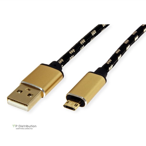 ROLINE GOLD USB 2.0 Cable, A - Micro B (reversible), M/M, 0.8 m