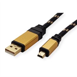ROLINE GOLD USB 2.0 Cable, A - 5-Pin Mini, M/M, 3 m