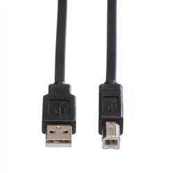ROLINE USB 2.0 Flat Cable, type A-B, black, 0.8 m