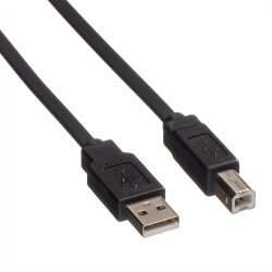 ROLINE USB 2.0 Flat Cable, type A-B, black, 0.8 m