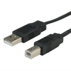 ROLINE USB 2.0 Flat Cable, type A-B, black, 0.8 m